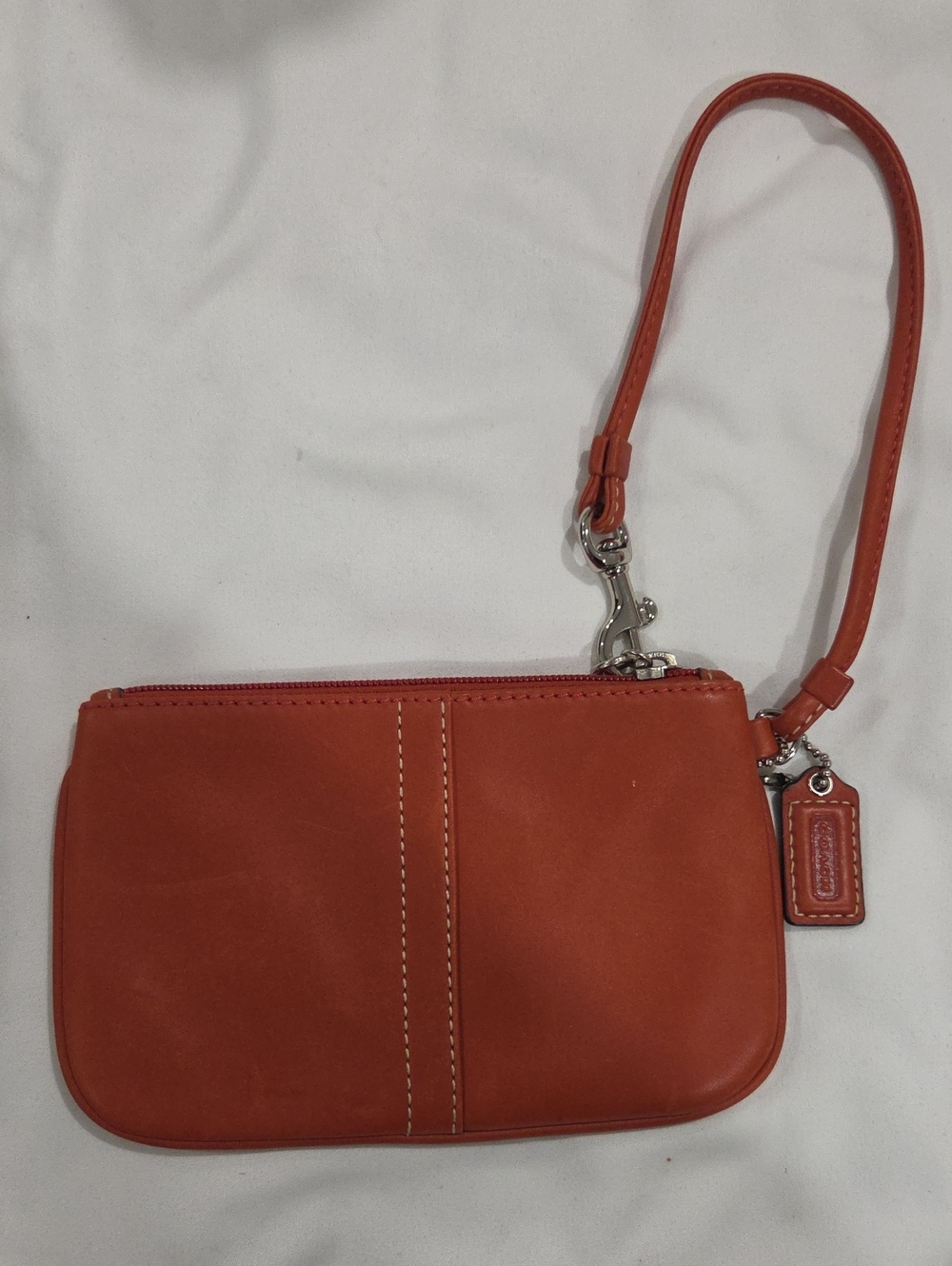 Coach Rust Orange Leather Wristlet with Detachable Strap